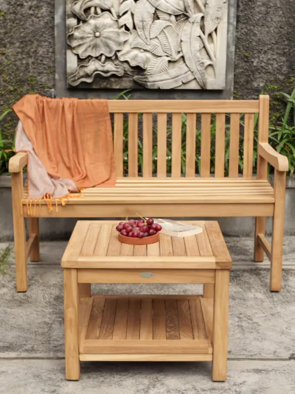 Koop Online Windsor Teak Tuinbank 130 cm – Massief FSC Hout & RVS – Weerbestendige 2-Zits
