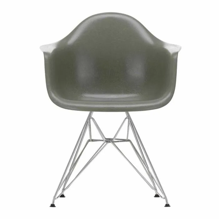 Vitra Eames DAR Fiberglass stoel met verchroomd onderstel-Raw Umber Shop Nu