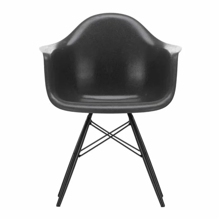 Merkproduct Vitra Eames DAW Fiberglass stoel met esdoorn zwart onderstel-Elephant Hide Grey