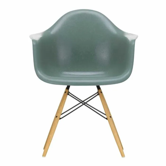 Bestel Nu Vitra Eames DAW Fiberglass stoel met essen honingkleur onderstel-Sea Foam Green