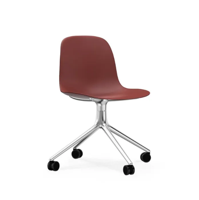 Weekendaanbieding Normann Copenhagen Form Swivel zonder arm bureaustoel aluminium onderstel-Red
