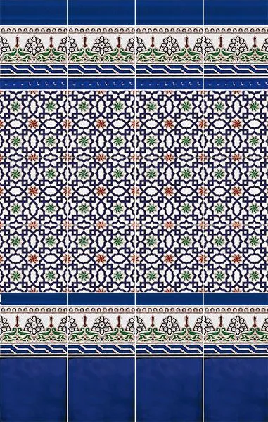 Koop Online Andalusische moorse tegelstrip Tira Relieve Cobalto 3 x 28 cm per stuk