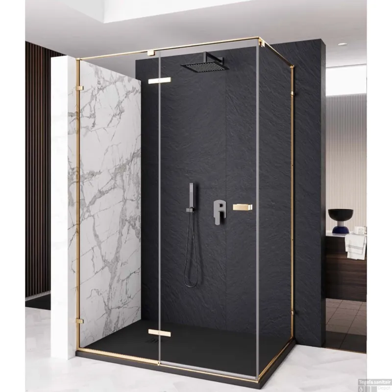 Zijwand Lacus S. Pietro 90x200 cm Aluminium Profiel Goud Gratis Retour