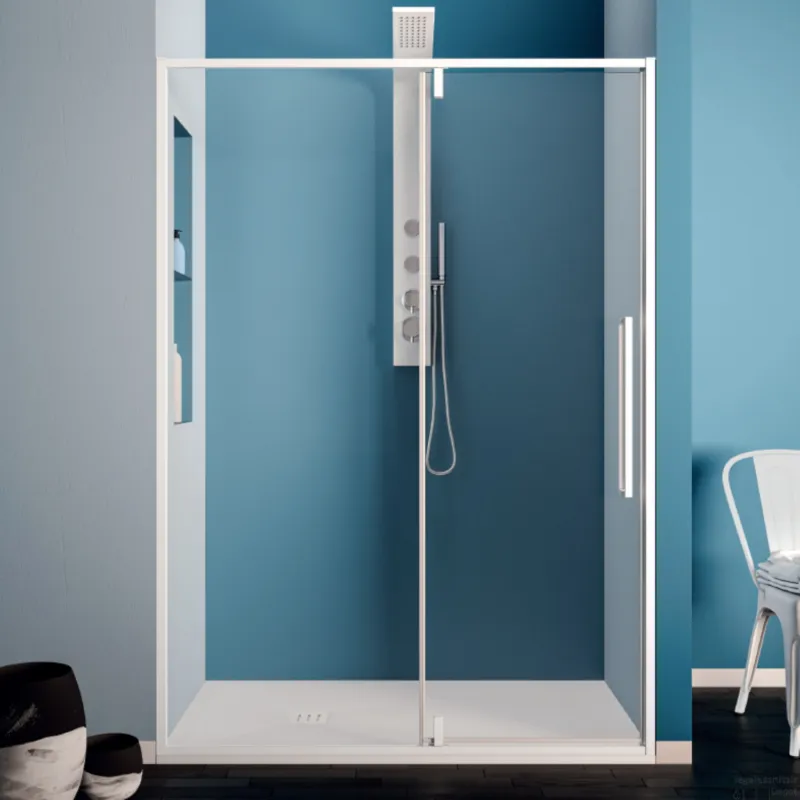 Klapdeur Lacus Murano Tweedelig Helder Glas 100x200 cm Aluminium Profiel Wit Alleen Vandaag