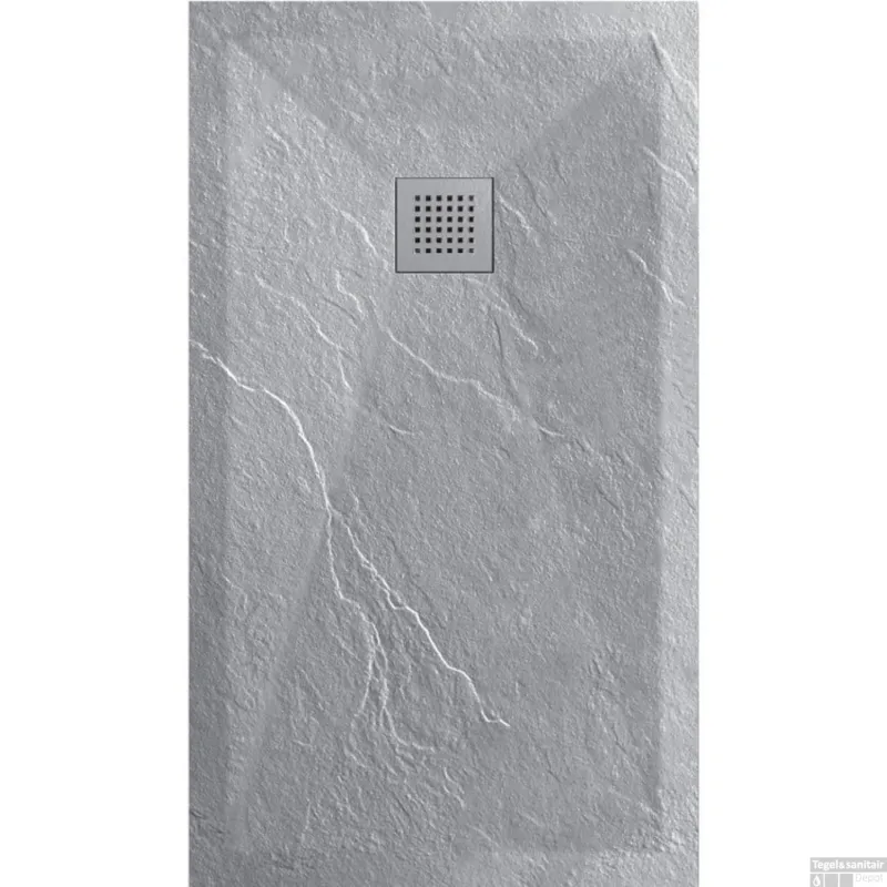 Douchetub Sanimar Sanistone 160 x 90 cm Cement Grijs Flitsaanbieding