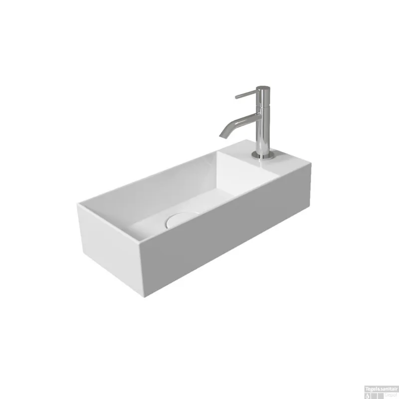 Fontein Salenzi Spy 45x20 cm Mat Wit Kraangat Rechts (inclusief bijpassende waste) Fabrieksprijs