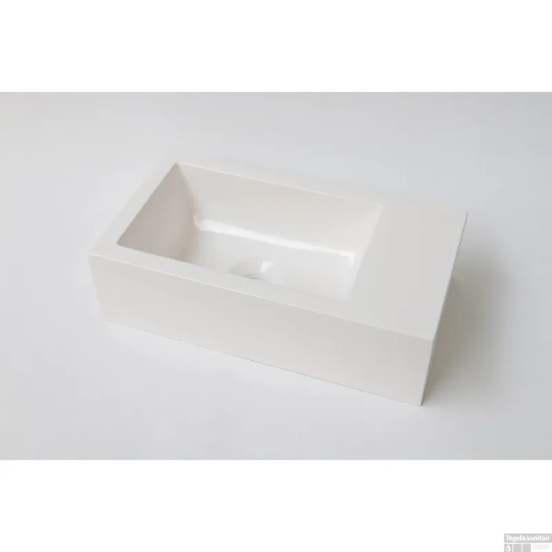 Weekendaanbieding INK Fontein Contra Polystone Zonder Kraangat Rechts Cilinder Glans Wit 40x22x10 cm
