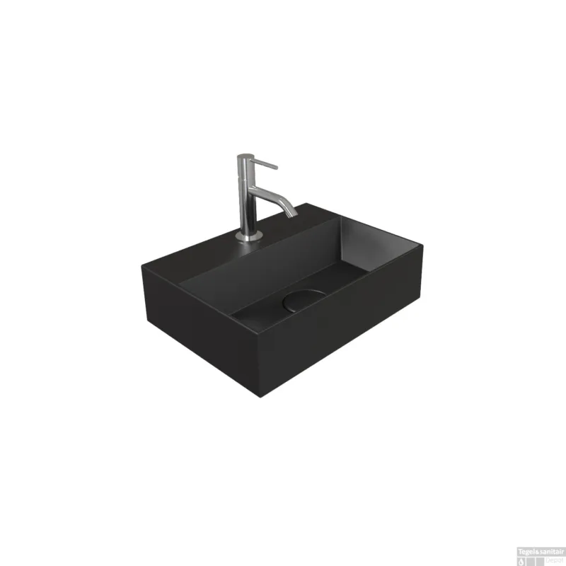 Fontein Salenzi Spy 40x30 cm Mat Zwart (inclusief bijpassende waste) Uitverkoop