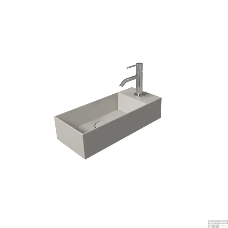 Fontein Salenzi Spy 45x20 cm Mat Grijs Kraangat Rechts (inclusief bijpassende waste) Merkproduct