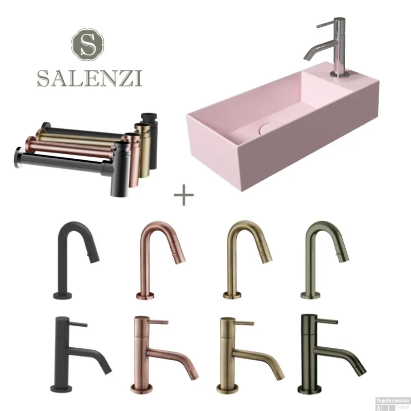 Salenzi Fonteinset Spy 45x20 cm Mat Roze (Keuze uit 8 kranen in 4 kleuren) Speciale Aanbieding