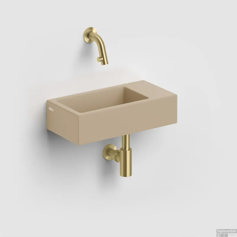 Finale Uitverkoop Fontein Clou Flush 36Cm Keramiek Mosterd Rechts