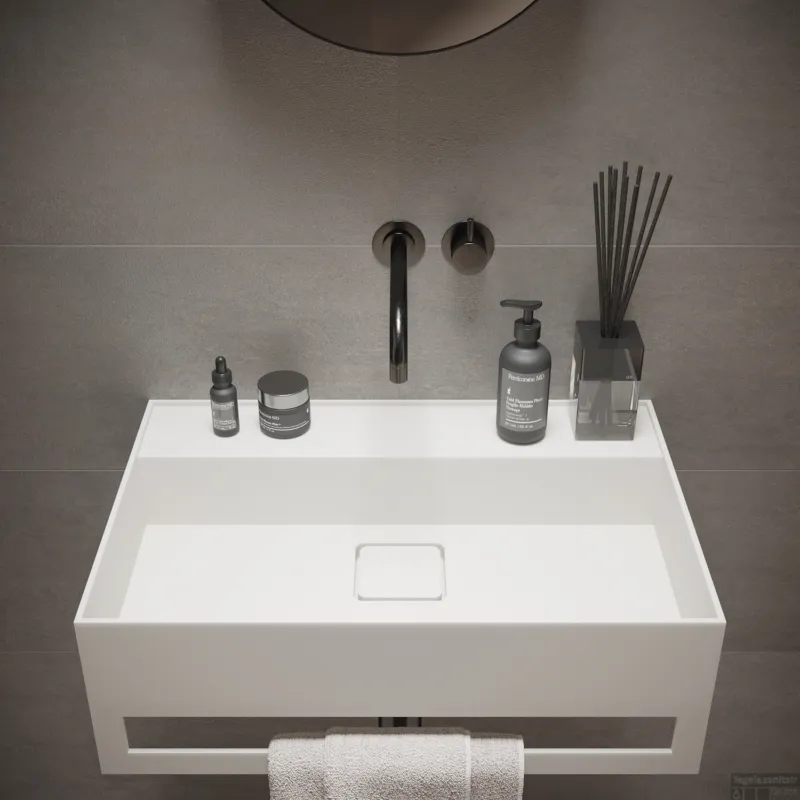Fontein Ideavit Solidbliss 60x40x20 cm Solid Surface Handdoek Ophang Mogelijkheid Mat Wit Superprijs