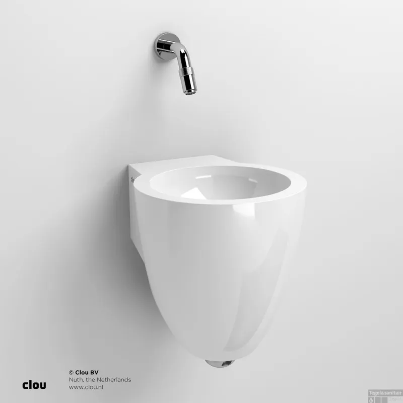 Fontein Clou Flush 6 met Plug en Bekersifon 27x31.5x28 cm Glans Wit Mineraal Marmer (Voorbewerkt kraangat) Dagaanbieding