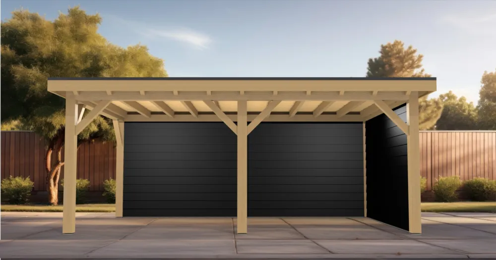 Op = Op Eiken Overkapping Robuust Bouwpakket | 600x350 cm | 6x3,5 m - Zijwand Dubbel Bekleed Zwart Gespoten - Douglas
