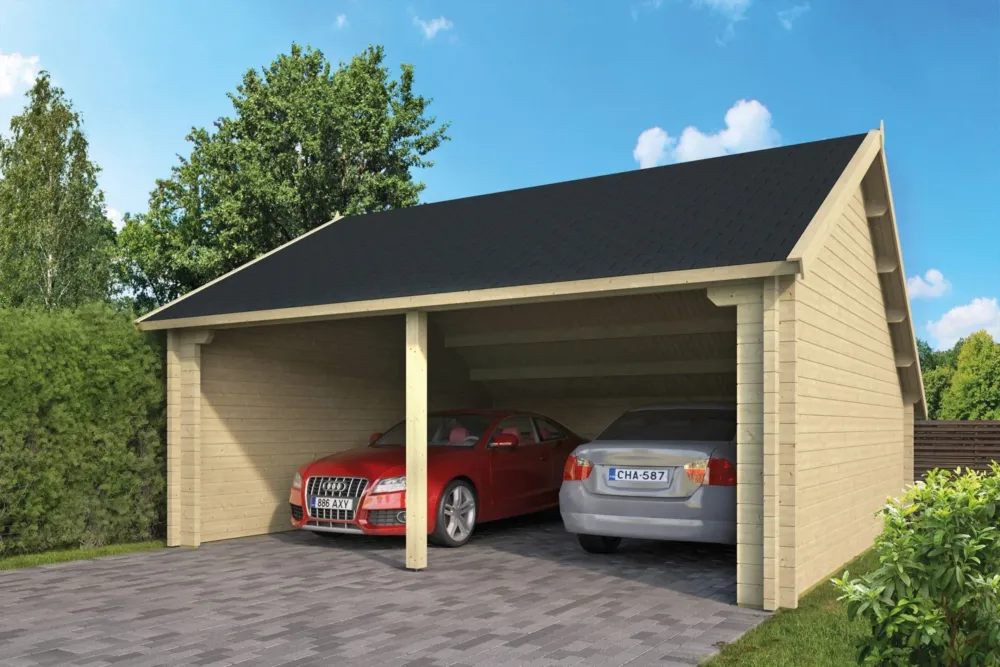 Garage Kapschuur Nysse | Prefab Garage Bouwpakket - Dakshingles hexagonaal Zwart 51m² Hete Deal