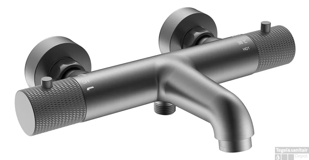 Badmengkraan Thermostatisch Wiesbaden Ribbd Hartafstand 15 cm Gunmetal Hoge Kwaliteit