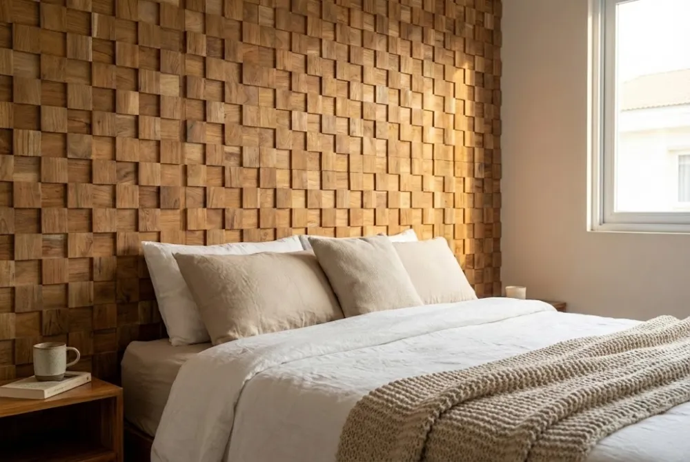 3D Teak Wandpaneel 'Block Naturel' - Massief & FSC® - 30x30 cm Beperkt Aanbod