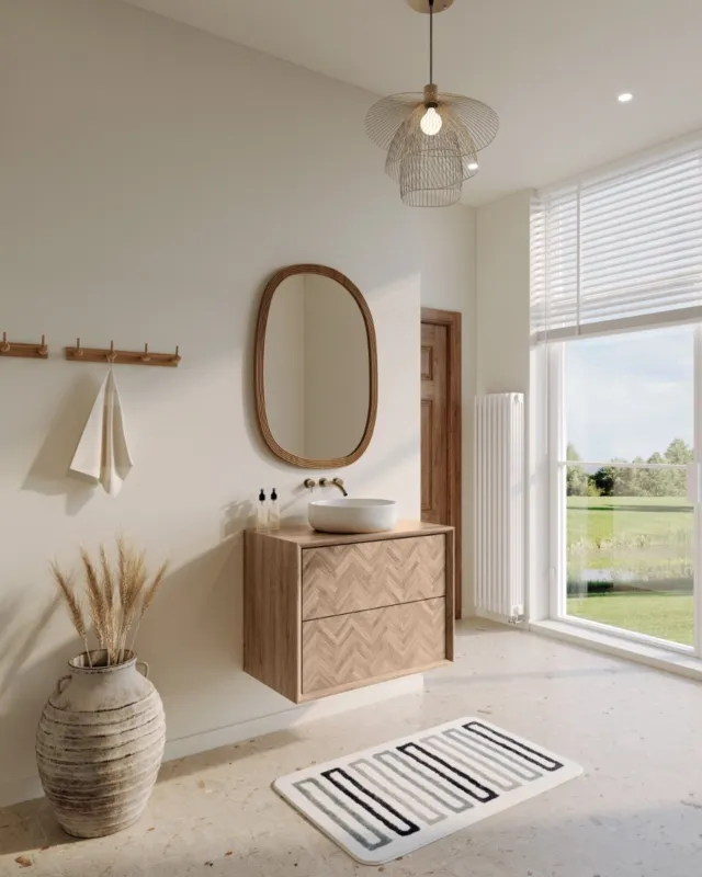 Eiken badmeubel Waves zwevend Veilige Betaling