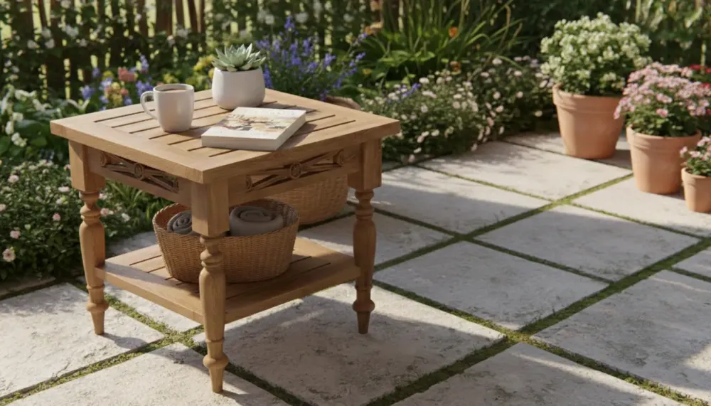 Batavia Teakhouten Bijzettafel met Legplank – 60×60 cm – Coffee Table Must-Have