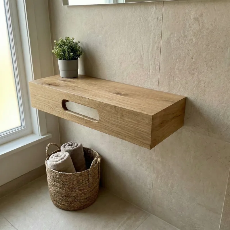 Athene Mini Fonteinmeubel Massief Eiken - Zwevend - 25cm Diep Lage Kosten