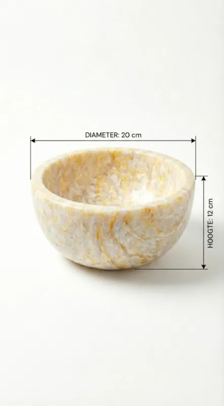 Micro Travertin Waskom Ø 20 cm – De Kleinste Natuursteen Fontein (Beige) Op = Op