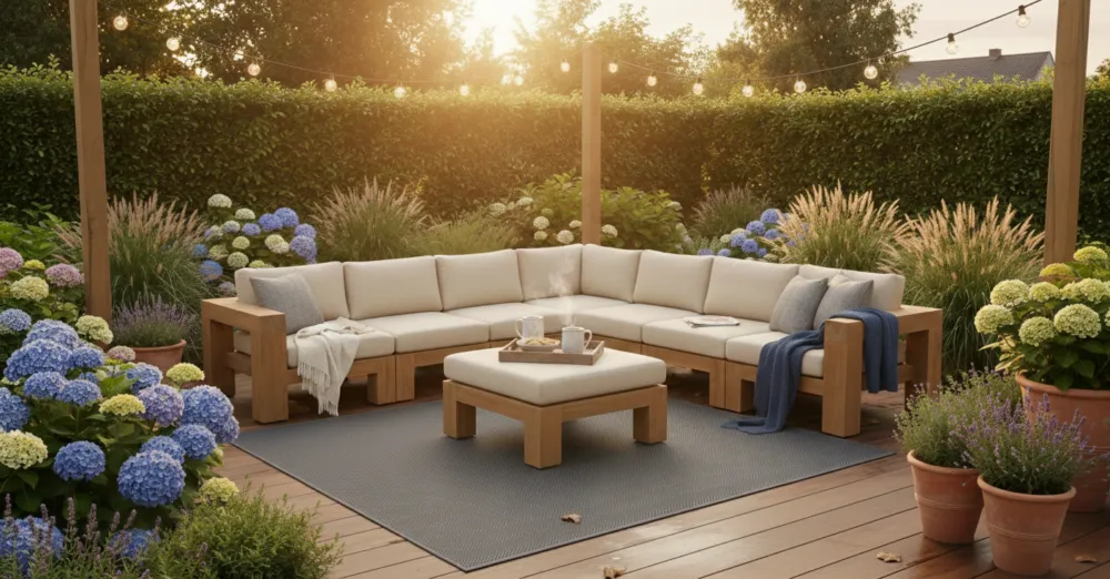 Uitverkoop Teakea Bromo Lounge – Robuuste Modulaire Teak Hoekbank – All-Weather Dryfoam