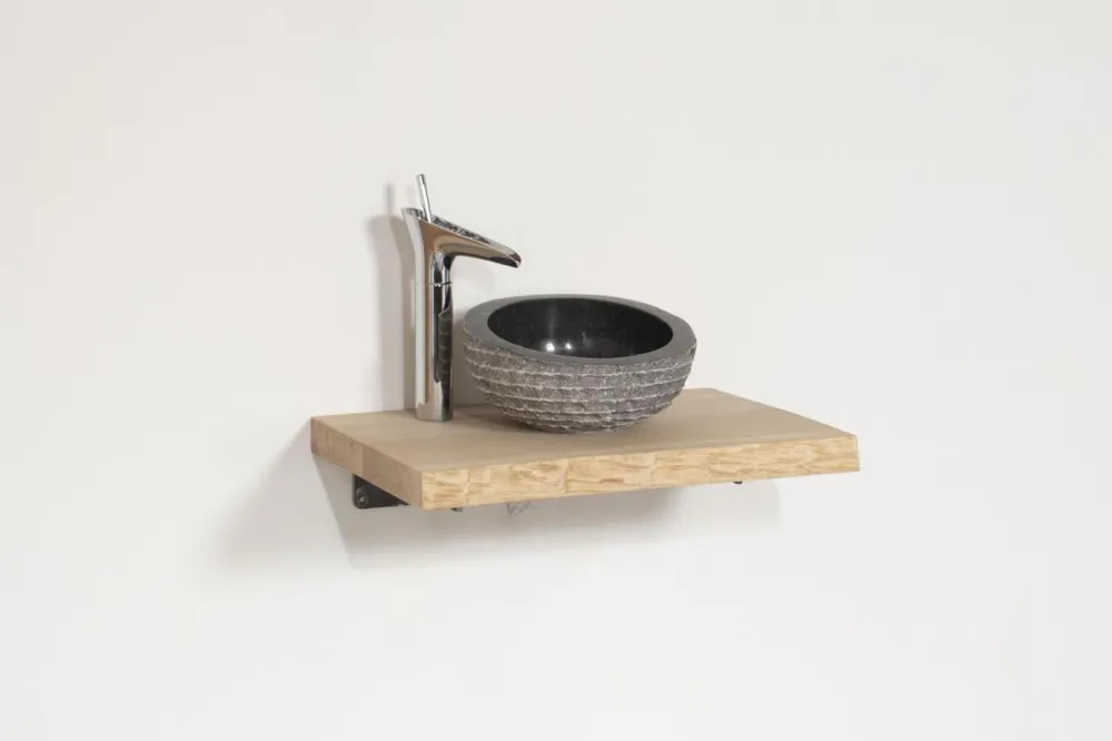 Wastafel Eiken | Kreta Chrome | Complete Set Uitverkoop