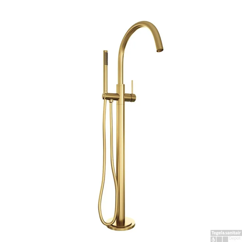 Badkraan Vrijstaand Brauer Gold Edition met Staaf Handdouche Geborsteld Goud Alleen Vandaag