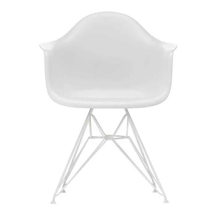 Seizoensaanbieding Vitra Eames DAR stoel met wit gepoedercoat onderstel-Cotton white