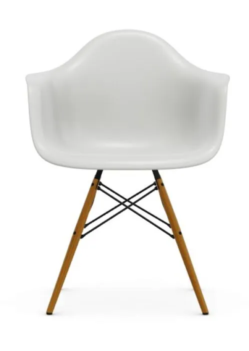 Weekendaanbieding Vitra Eames DAW stoel met essenhout onderstel-Cotton white