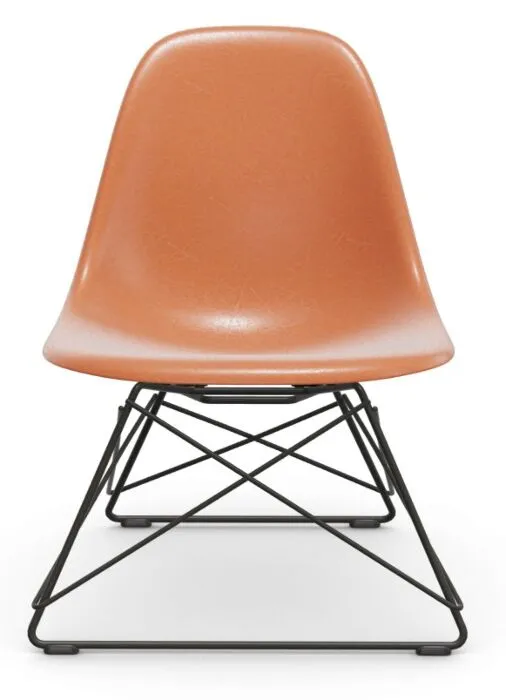 Nieuw Vitra Eames LSR Fiberglass loungestoel met zwart onderstel-Red Orange