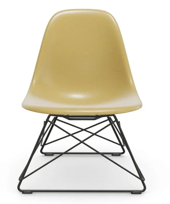 Uitverkoop Vitra Eames LSR Fiberglass loungestoel met verchroomd onderstel-Ochre Light