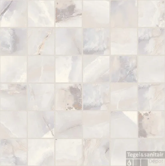 Mozaïektegel Floorgres Onyx&More 30x30 cm 9 mm Glans White (Prijs per 10 stuks) Actieprijs