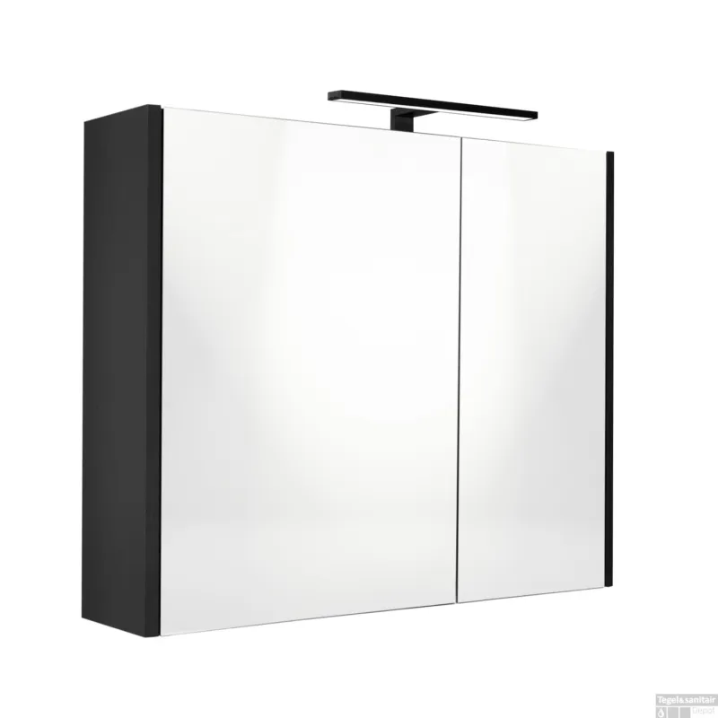 Spiegelkast Best Design Happy Black Incl. LED verlichting 60x60 cm Mat Zwart Laatste Kans