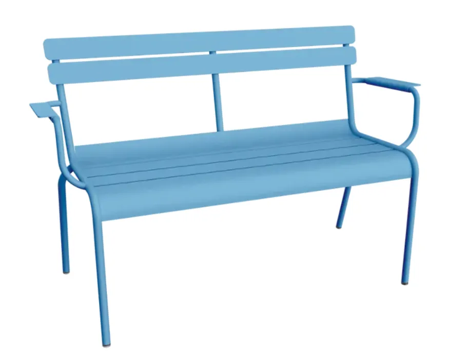 Exclusieve Aanbieding Fermob Luxembourg tuinbank met rug en armleuning-Maya Blue