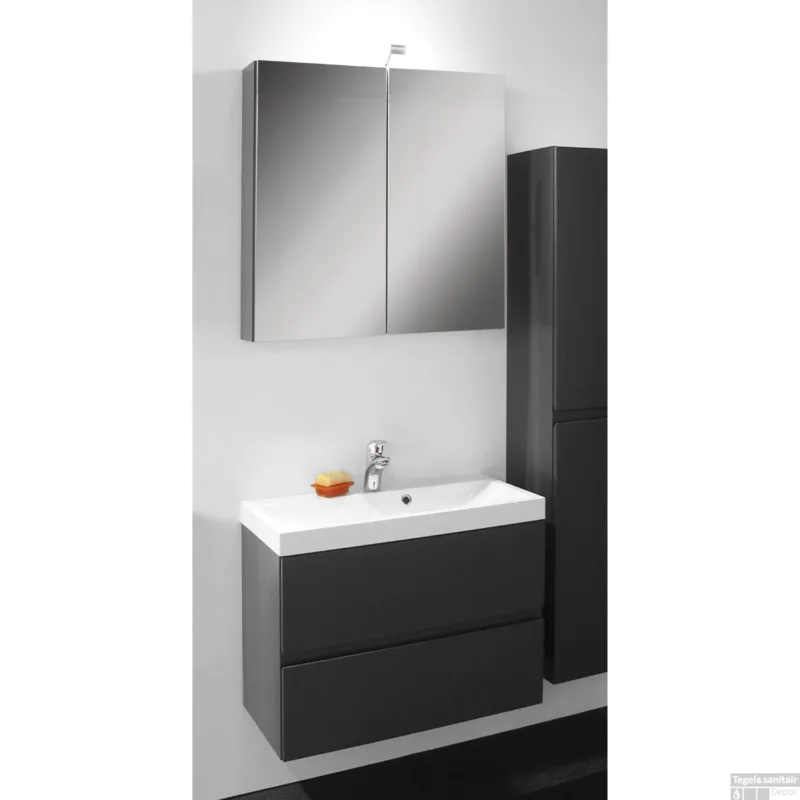 Flitsaanbieding Badkamermeubelset Go By Van Marcke Roxanne 60cm Met Spiegelkast Antraciet