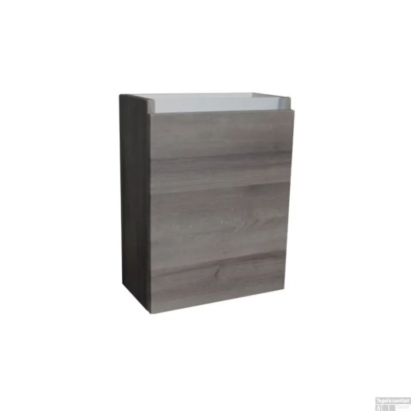 Exclusieve Aanbieding Fonteinkast Sanilux Aluminium Greeplijst Century Oak Scharnier Rechts 52x40x22 cm
