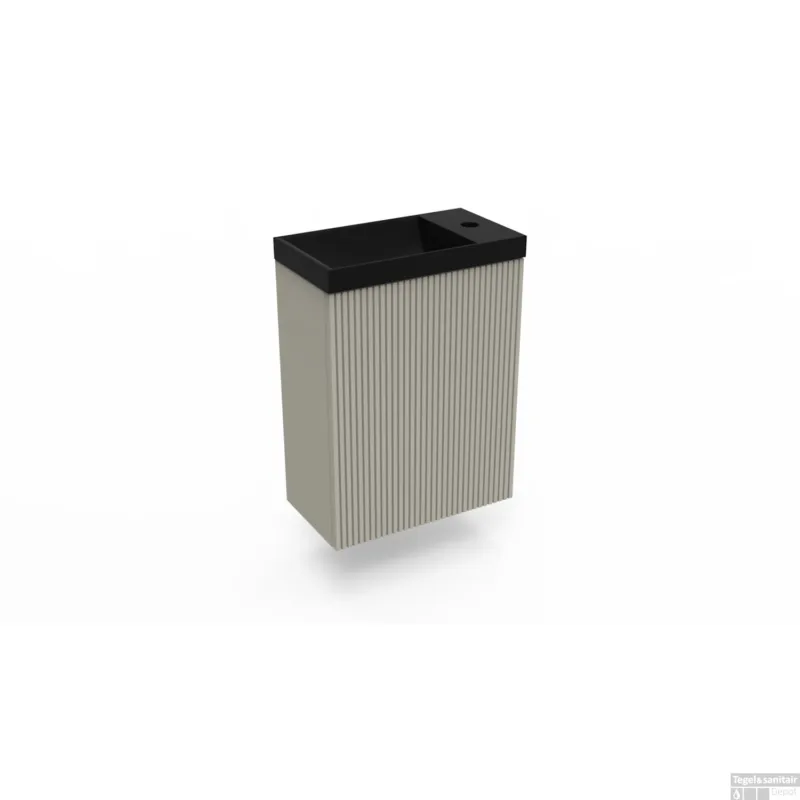 Koopje Fonteinkast Clay Arcqua Ridge 40x55x28 cm Incl. Fontein Mat Zwart Zonder Overloop