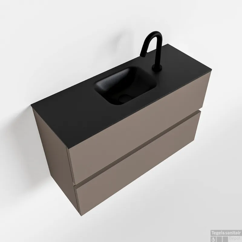 Tijdelijk Beschikbaar MONDIAZ ADA 80cm toiletmeubel smoke. LEX wastafel urban midden 1 kraangat