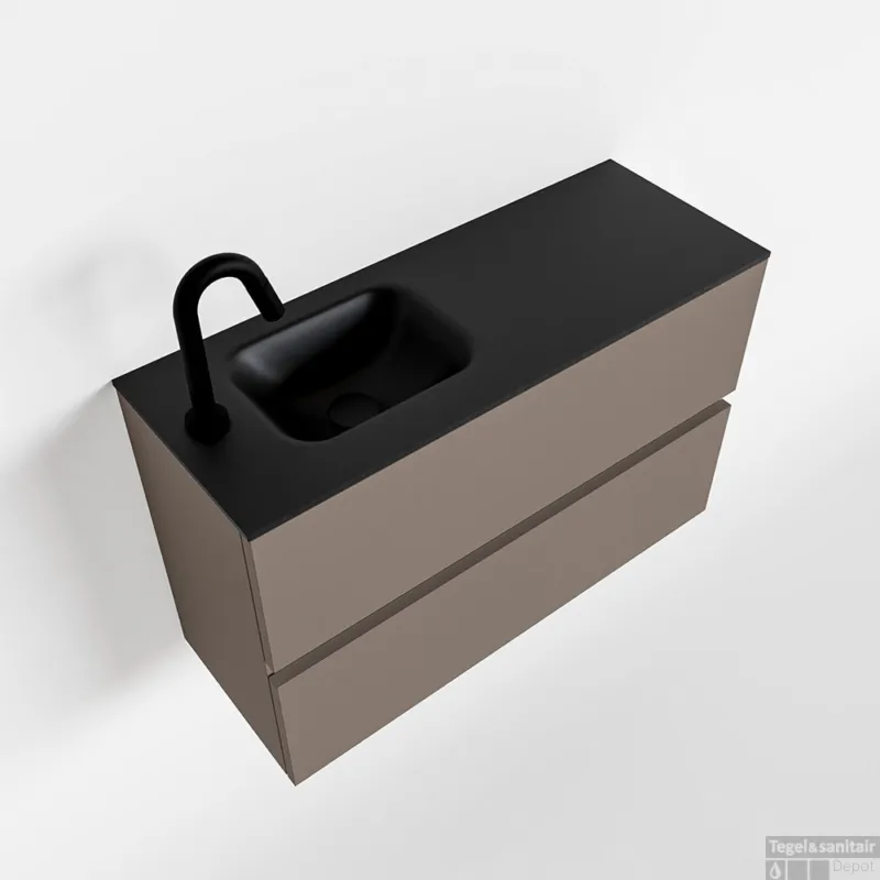Lage Prijs MONDIAZ ADA 80cm toiletmeubel smoke. LEX wastafel urban links 1 kraangat