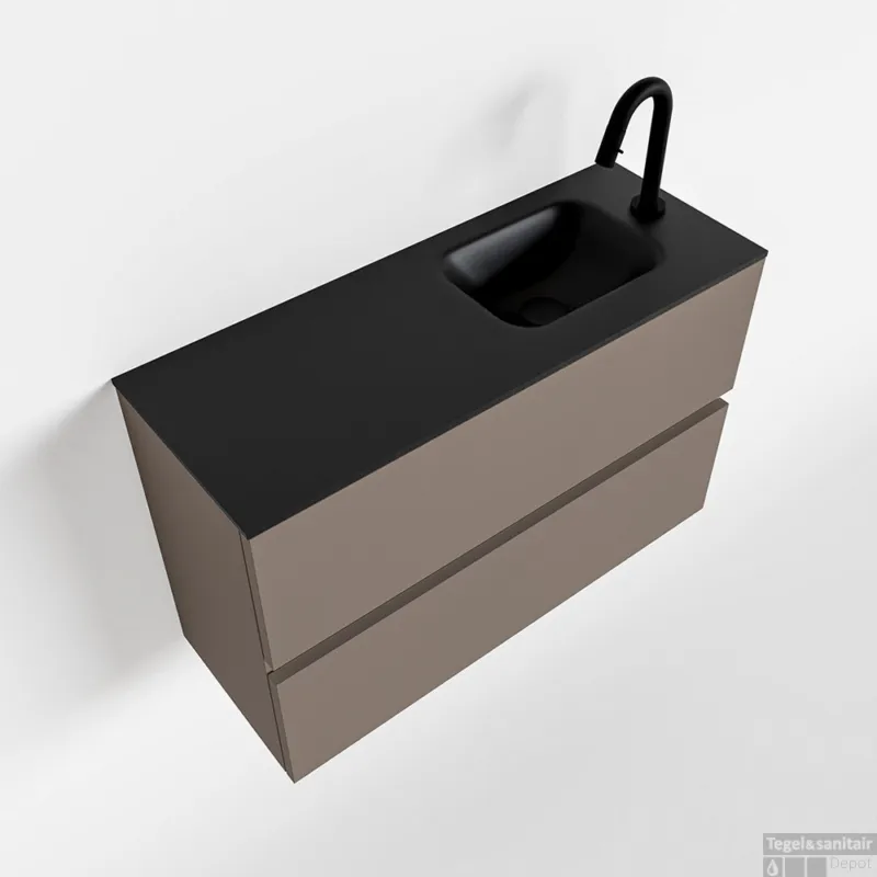 Premium MONDIAZ ADA 80cm toiletmeubel smoke. LEX wastafel urban rechts 1 kraangat