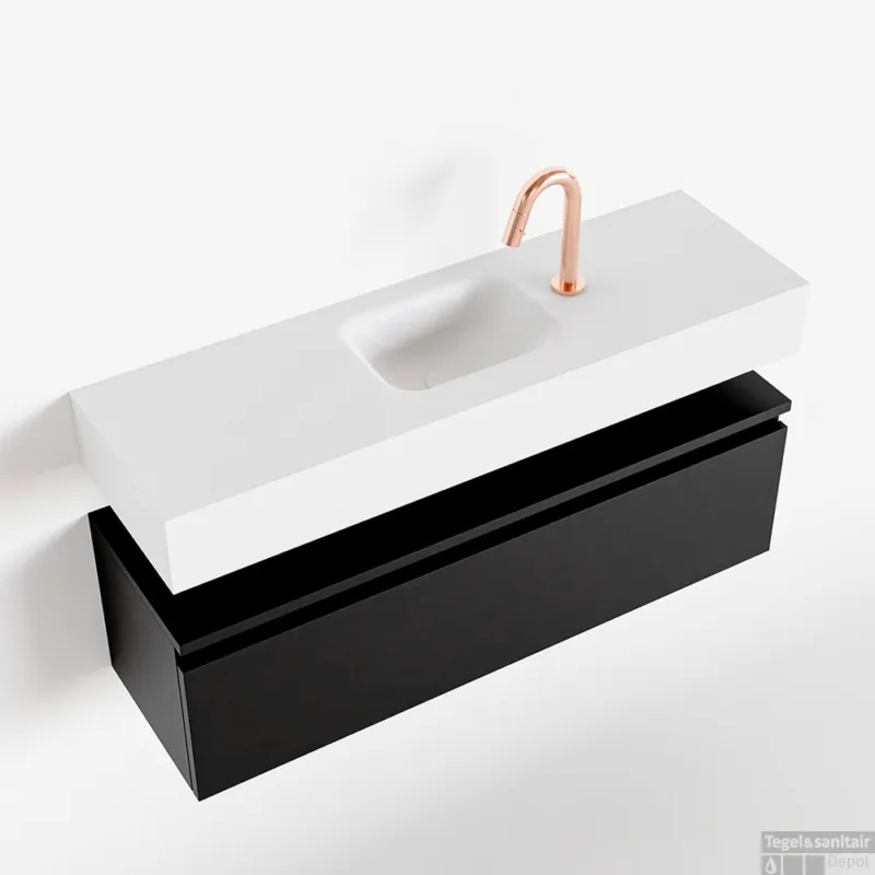 Lage Kosten MONDIAZ ANDOR 100cm toiletmeubel urban. LEX 100cm wastafel talc midden 1 kraangat