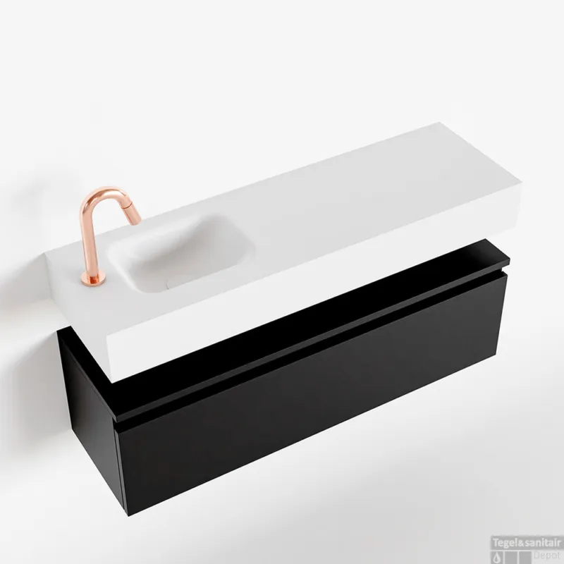 Rechtstreeks Van De Fabrikant MONDIAZ ANDOR 100cm toiletmeubel urban. LEX 100cm wastafel talc links 1 kraangat