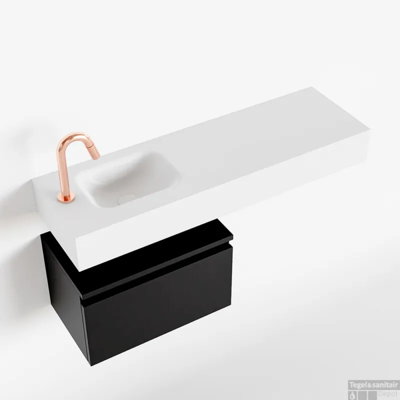 MONDIAZ ANDOR 50cm toiletmeubel urban. LEX 100cm wastafel talc links 1 kraangat Hoge Kwaliteit
