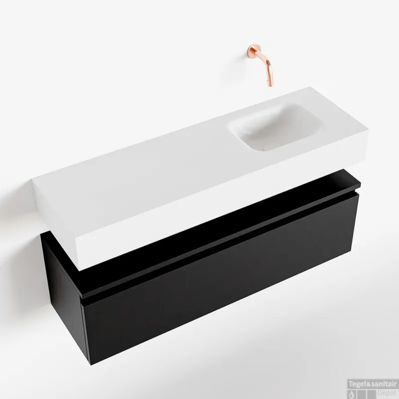 MONDIAZ ANDOR 100cm toiletmeubel urban. LEX 100cm wastafel talc rechts geen kraangat Populair