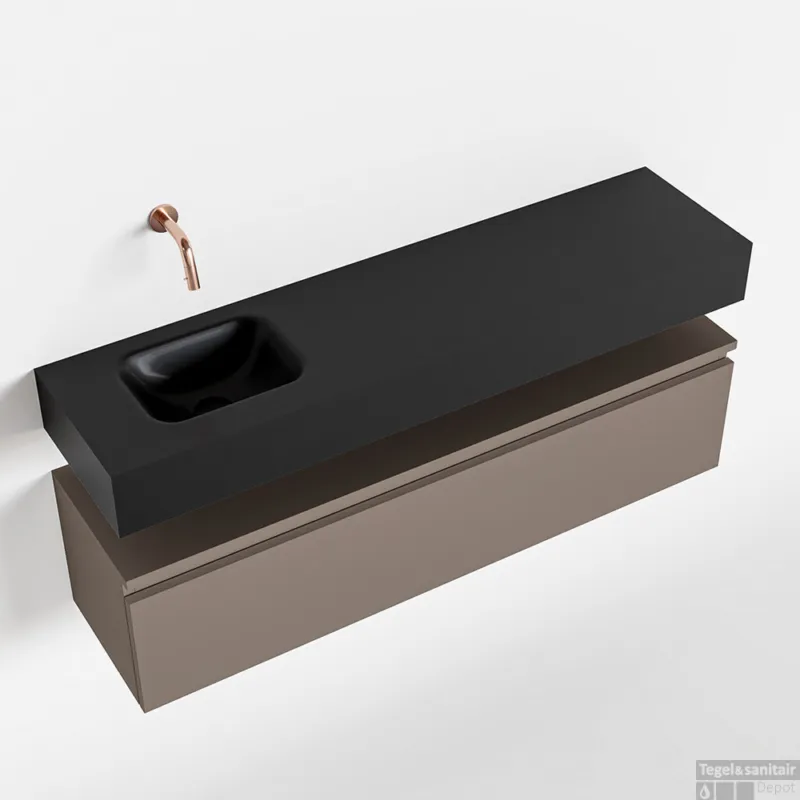 MONDIAZ ANDOR 120cm toiletmeubel smoke. LEX 120cm wastafel urban links geen kraangat Bestseller