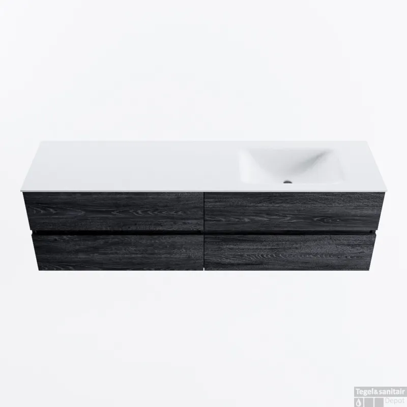 MONDIAZ VICA 170cm badmeubel onderkast Antracite 4 lades. Wastafel CLOUD rechts zonder kraangat, kleur Talc. Shop Nu