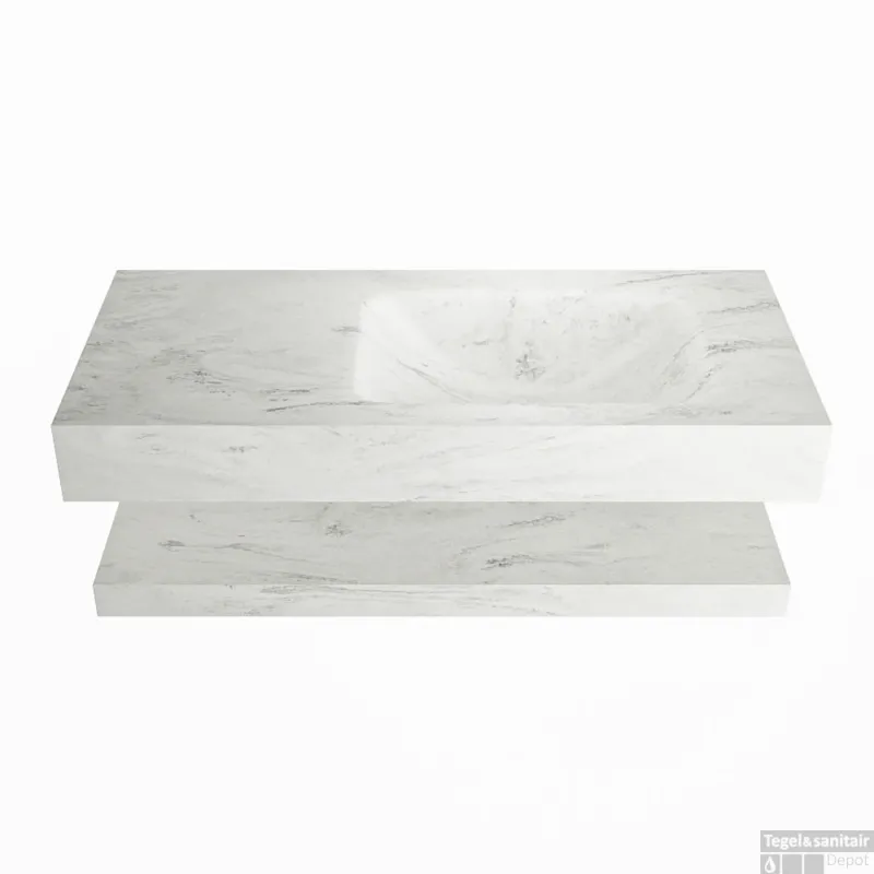MONDIAZ ALAN-DLUX 100cm planchet Opalo. Vrijhangende wastafel CLOUD rechts zonder kraangat, kleur Opalo. Favoriet
