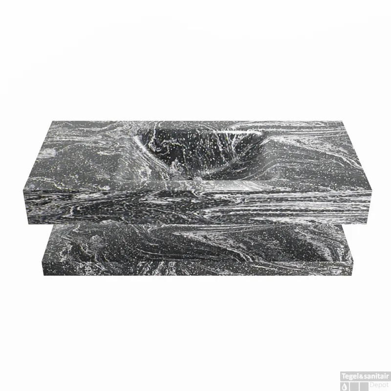 Populair MONDIAZ ALAN-DLUX 100cm planchet Lava. Vrijhangende wastafel CLOUD midden 1 kraangat, kleur Lava.