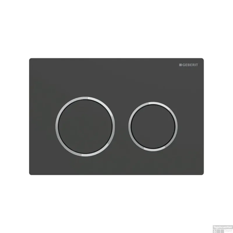 Must-Have Drukplaat Geberit Omega 20 voor 2-toets Spoeling Glansverchroomde Ringen Mat Zwart